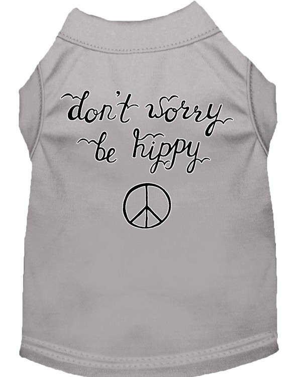 Be Hippy Screen Print Dog Shirt Grey Med